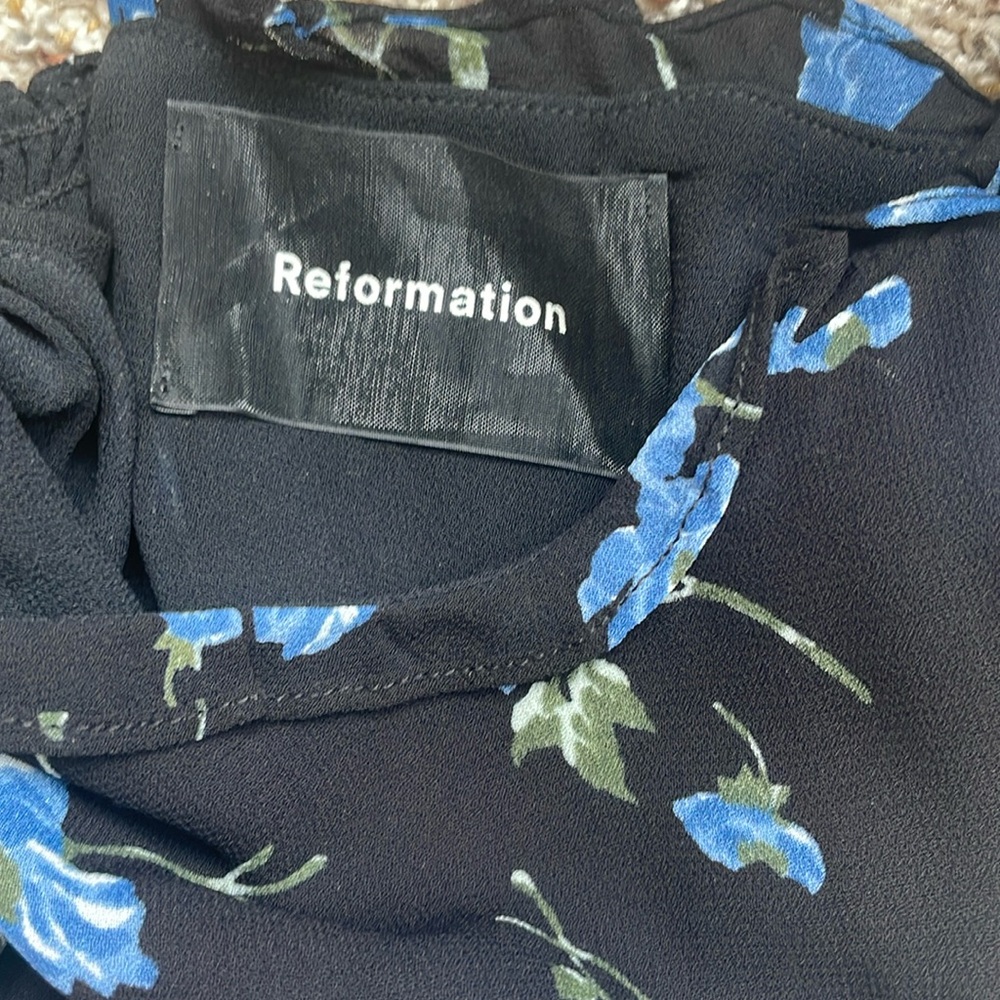 Reformation Blue and Black Spaghetti Strap Midi Sundress - Picture 3 of 7